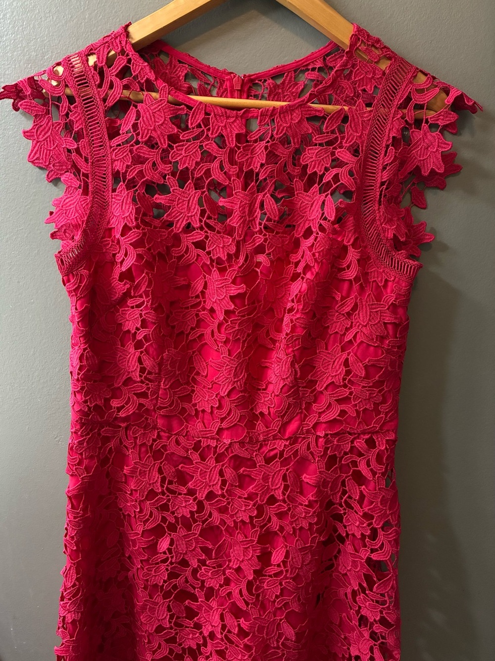 Eliza J Asymmetrical-Hem Lace Midi Dress - Picture 5 of 13